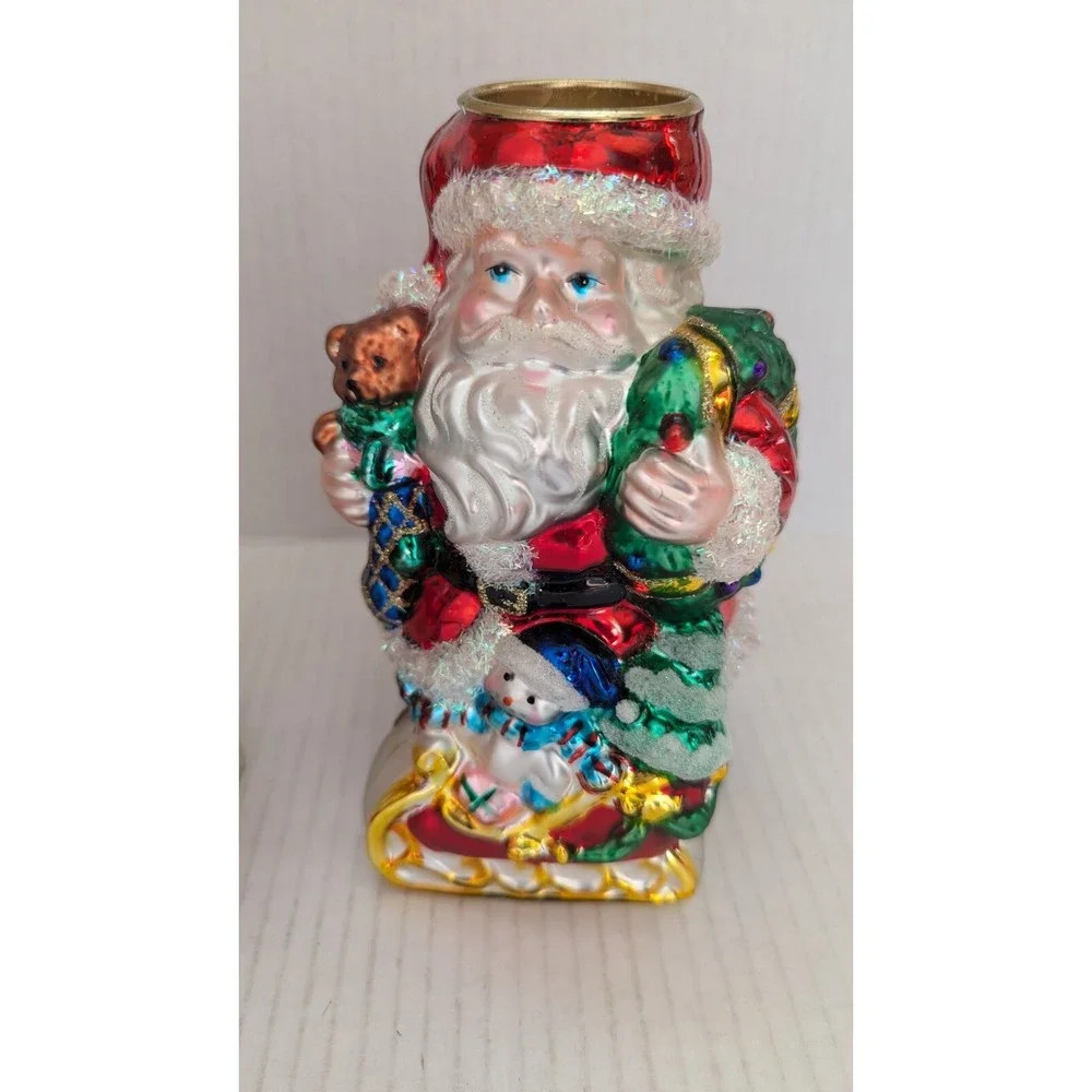 Vtg Christmas Santa Candleholders Glass Mercury Decor Set of 2 NEW